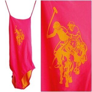 U.S. POLO Assn. - NEW One Piece Swimsuit Pink & Orange Sz XL